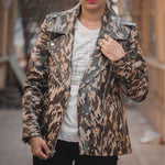 Load image into Gallery viewer, Womens Leather Military Camouflage Print Jacket
