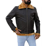 Load image into Gallery viewer, Premium Shearling Fur Leather Jacket-Brown
