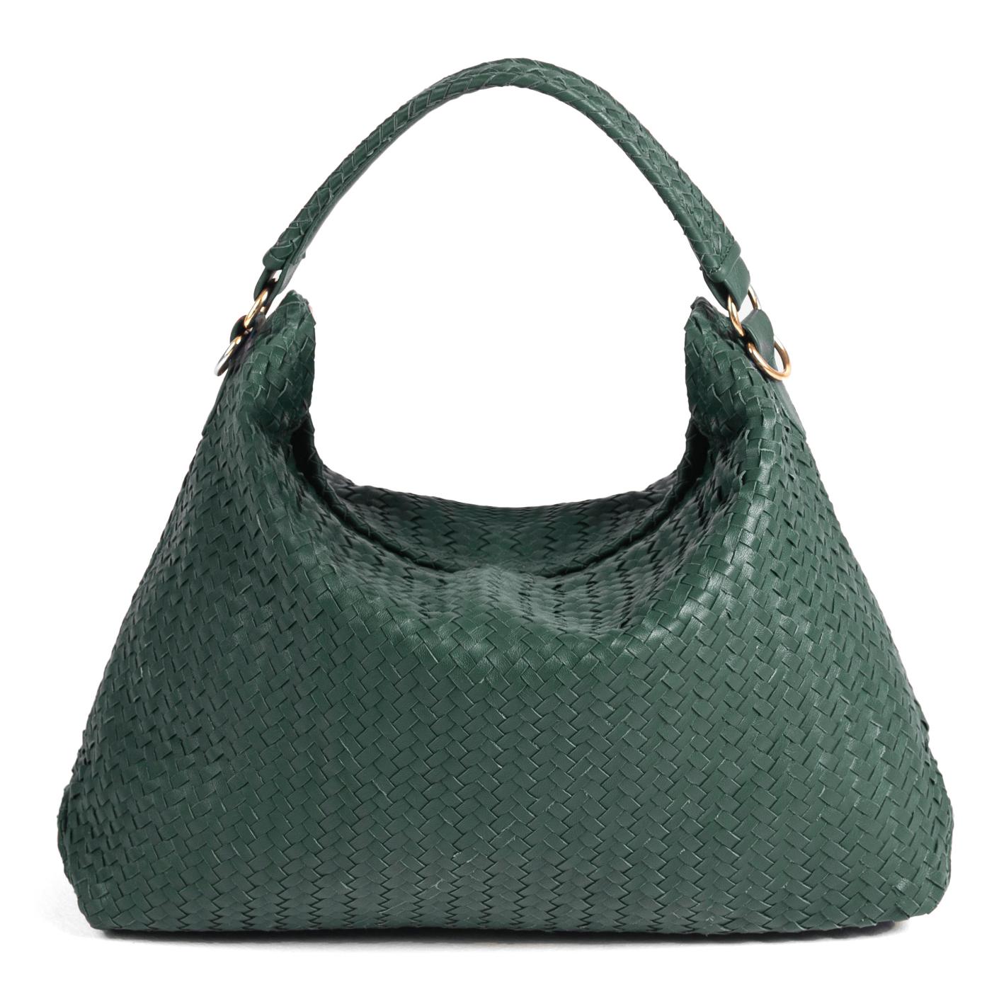 Handmade Woven Original Leather Bag-Green
