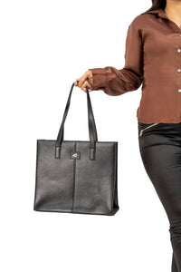 Everyday Women's Leather  Zipper Tote Bag-Black