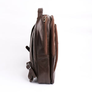 Trio Leather Backpack-DARK BROWN