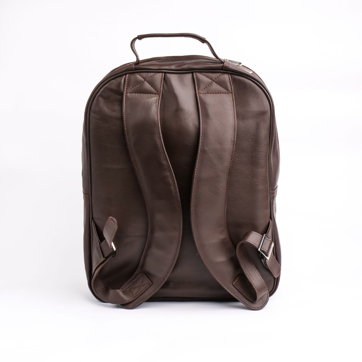 Trio Leather Backpack-DARK BROWN