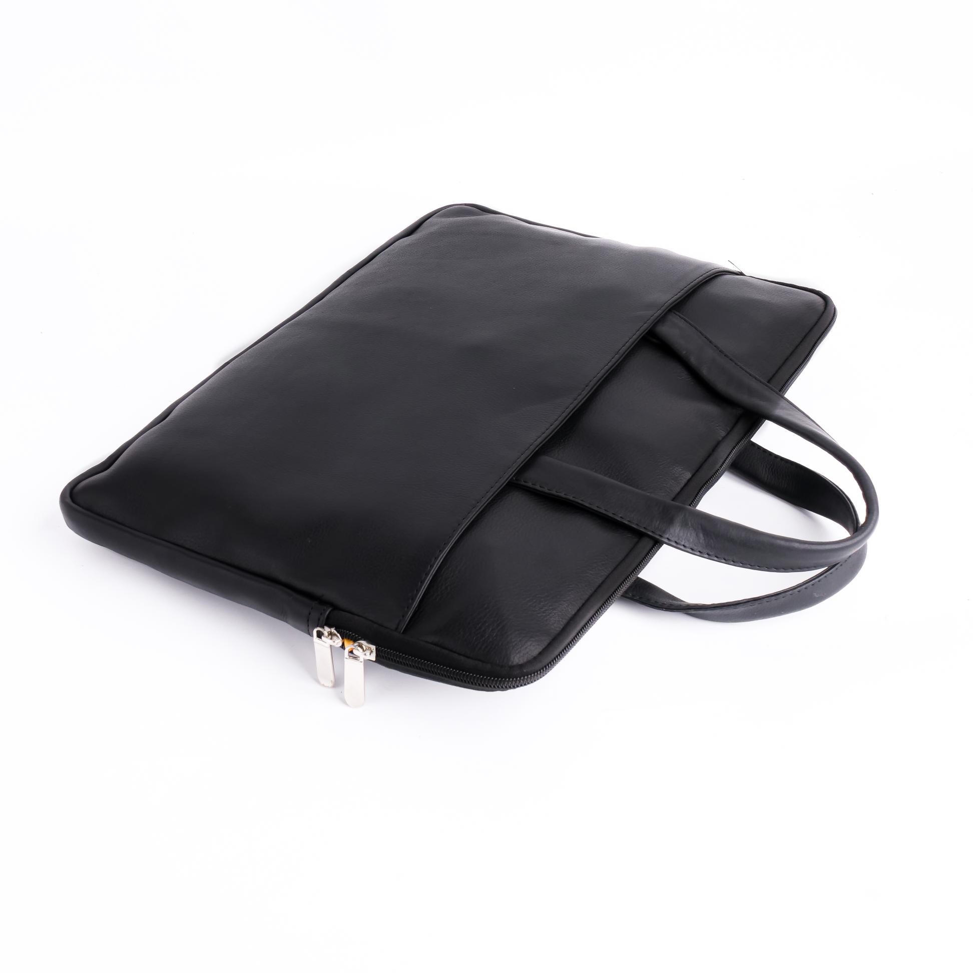 The Founder Ultra Slim Leather Laptop Bag-Black
