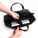 Load image into Gallery viewer, The Founder Ultra Slim Leather Laptop Bag-Black
