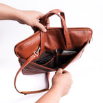 Load image into Gallery viewer, The Founder Ultra Slim Leather Laptop Bag-Tan Brown
