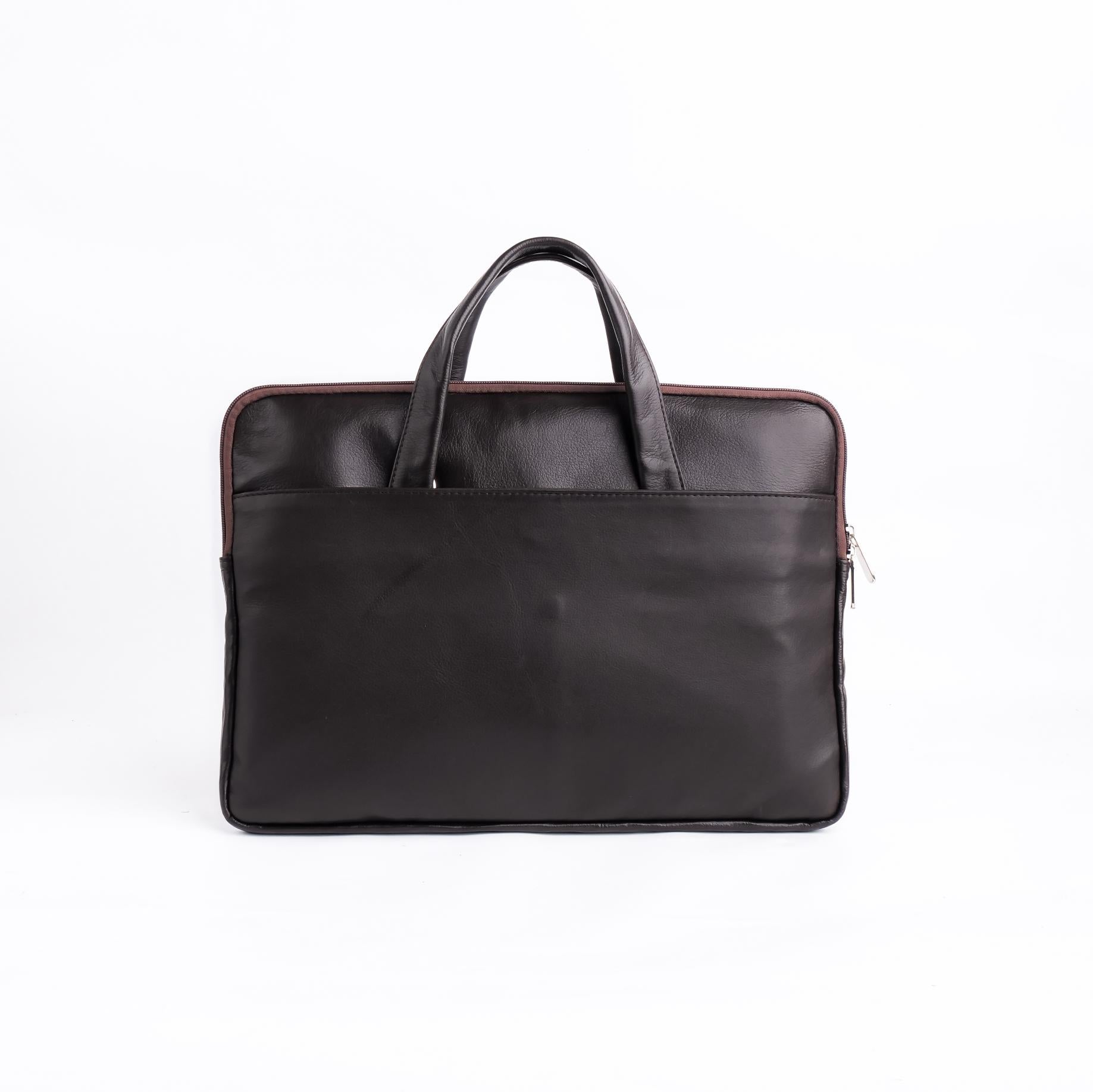 The Founder Ultra Slim Leather Laptop Bag-Dark Brown