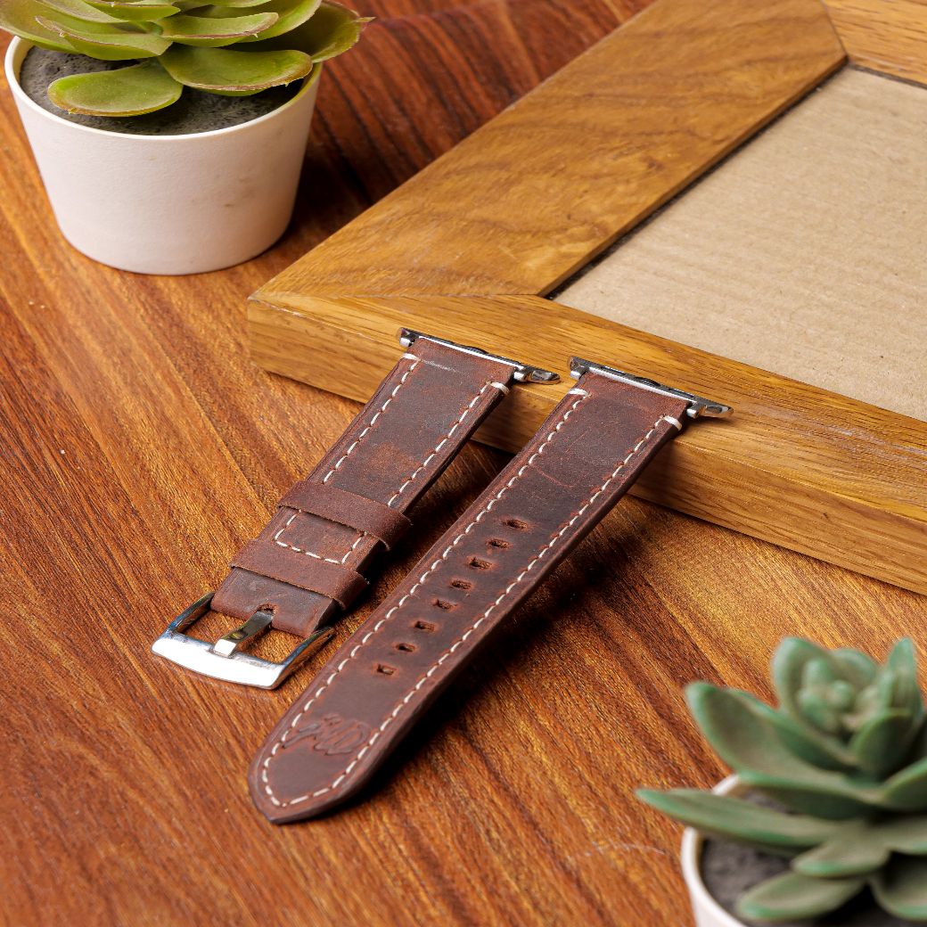 Handmade Leather Watch Strap For Apple