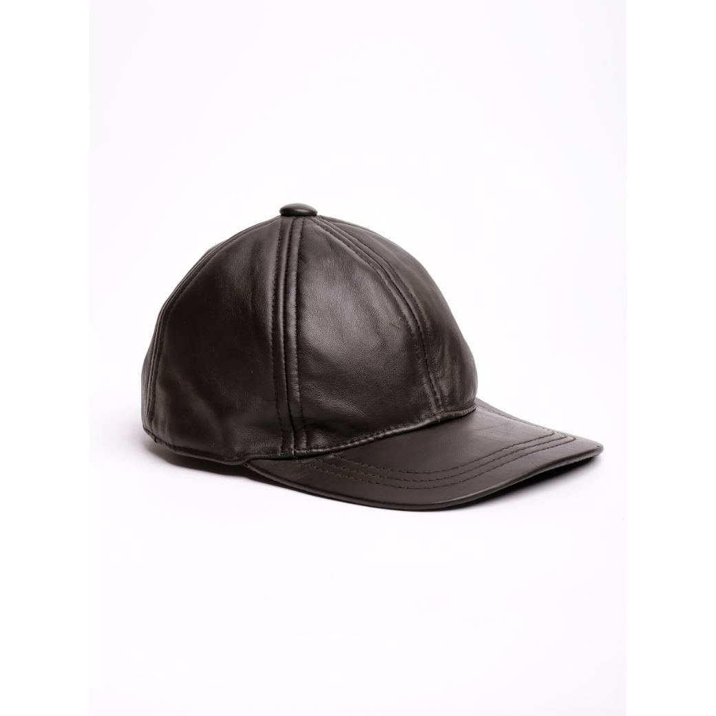 Pure Leather Cap With Adjustable Clip-Brown