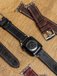 Handmade Leather Watch Strap For Apple-Croco Style