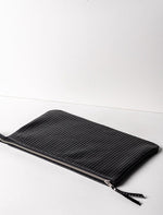 Load image into Gallery viewer, Coffer Mini Handwoven Leather Zipper Clutch-Black
