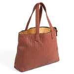 Load image into Gallery viewer, Handmade Woven  Original Leather Bag With Zipper-Tan Brown
