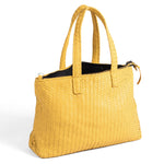 Load image into Gallery viewer, Handmade Woven  Original Leather Bag With Zipper-Yellow
