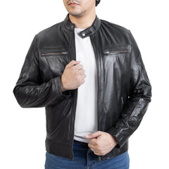 Mens Alpha Rider Black Leather Jacket