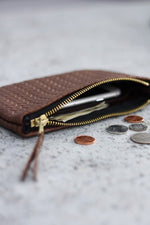 Load image into Gallery viewer, Coffer Mini Handwoven Leather Zipper Clutch-Tan Brown
