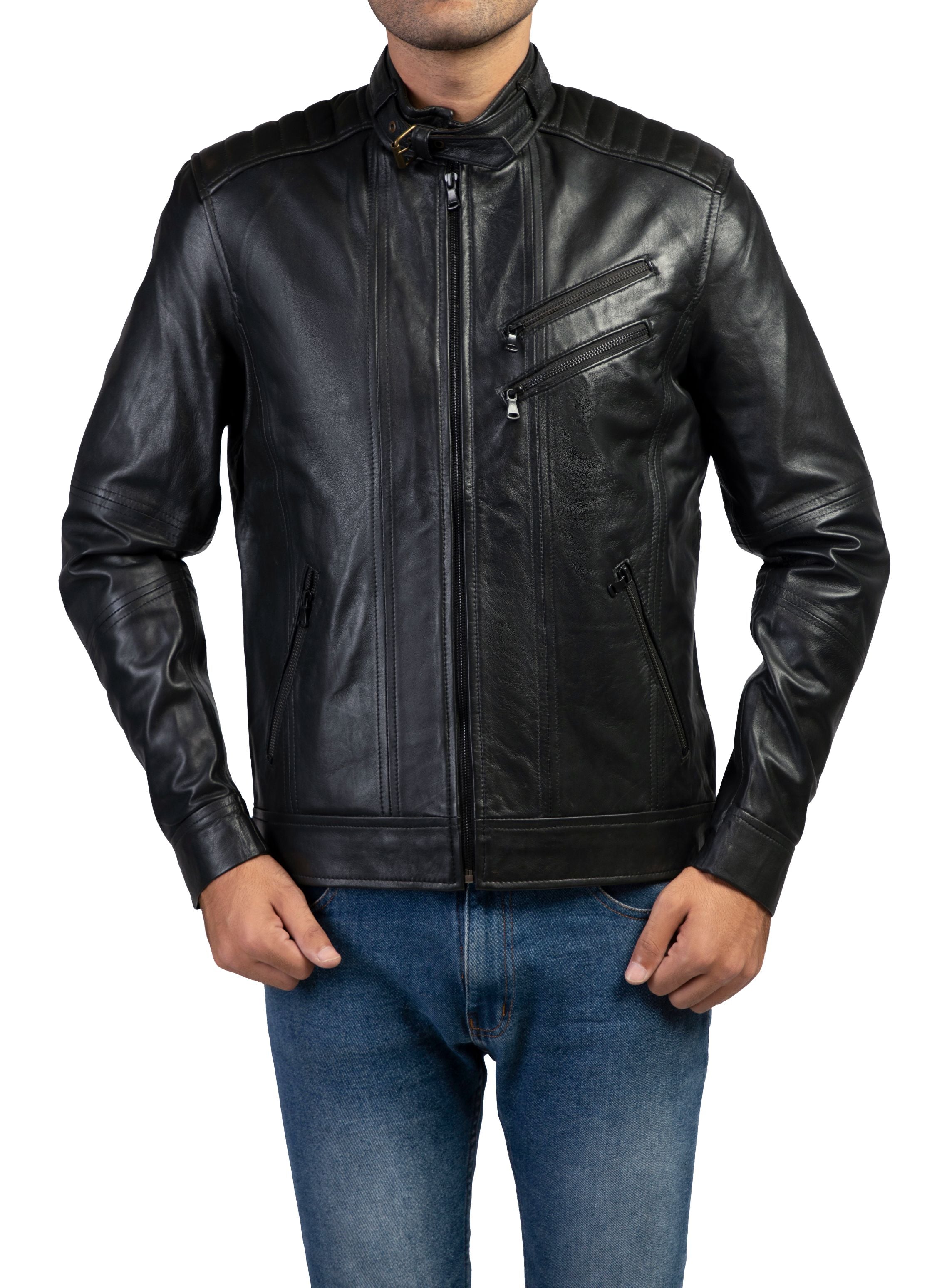 The Bravo Mens Leather Jacket-Black