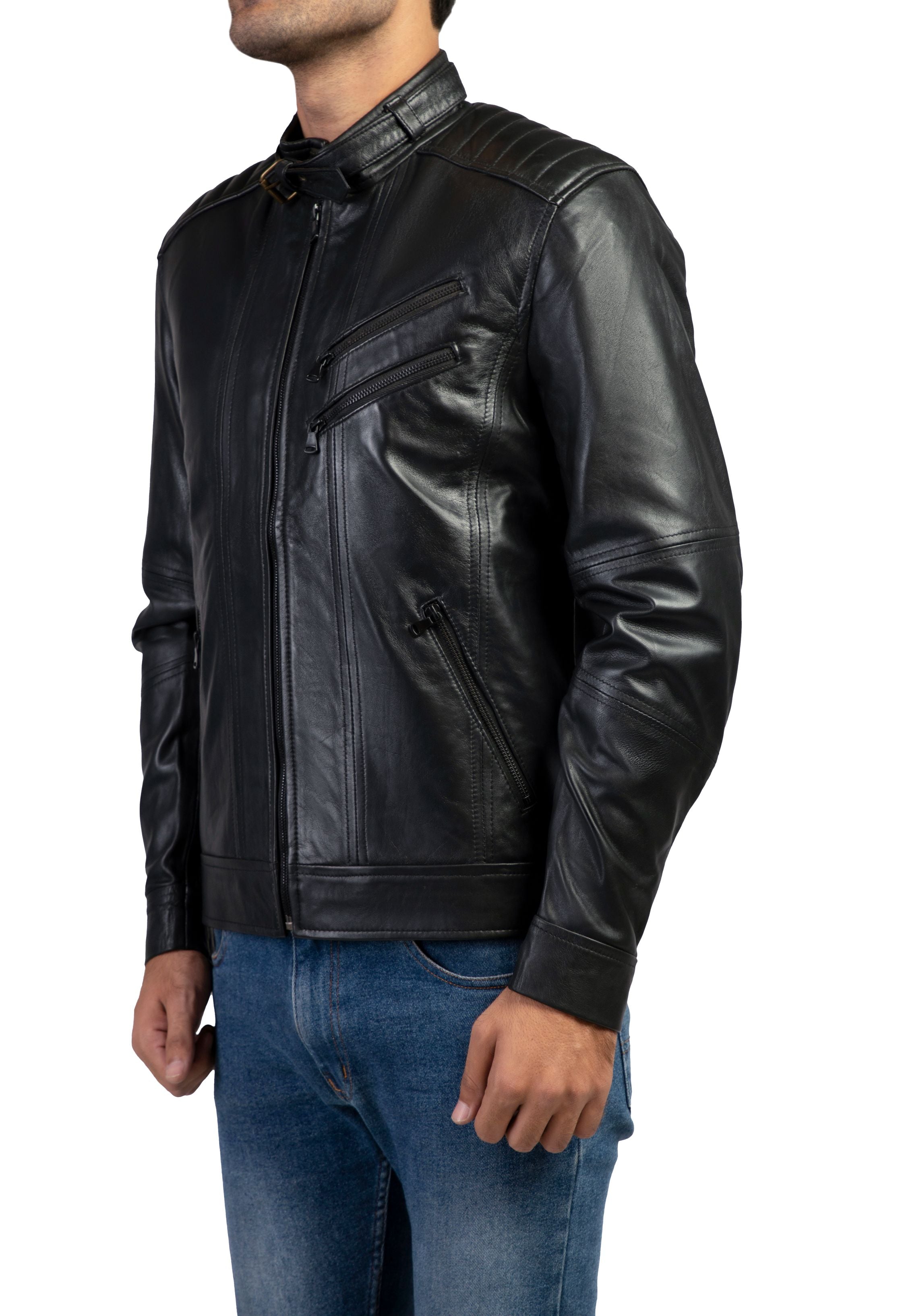 The Bravo Mens Leather Jacket-Black
