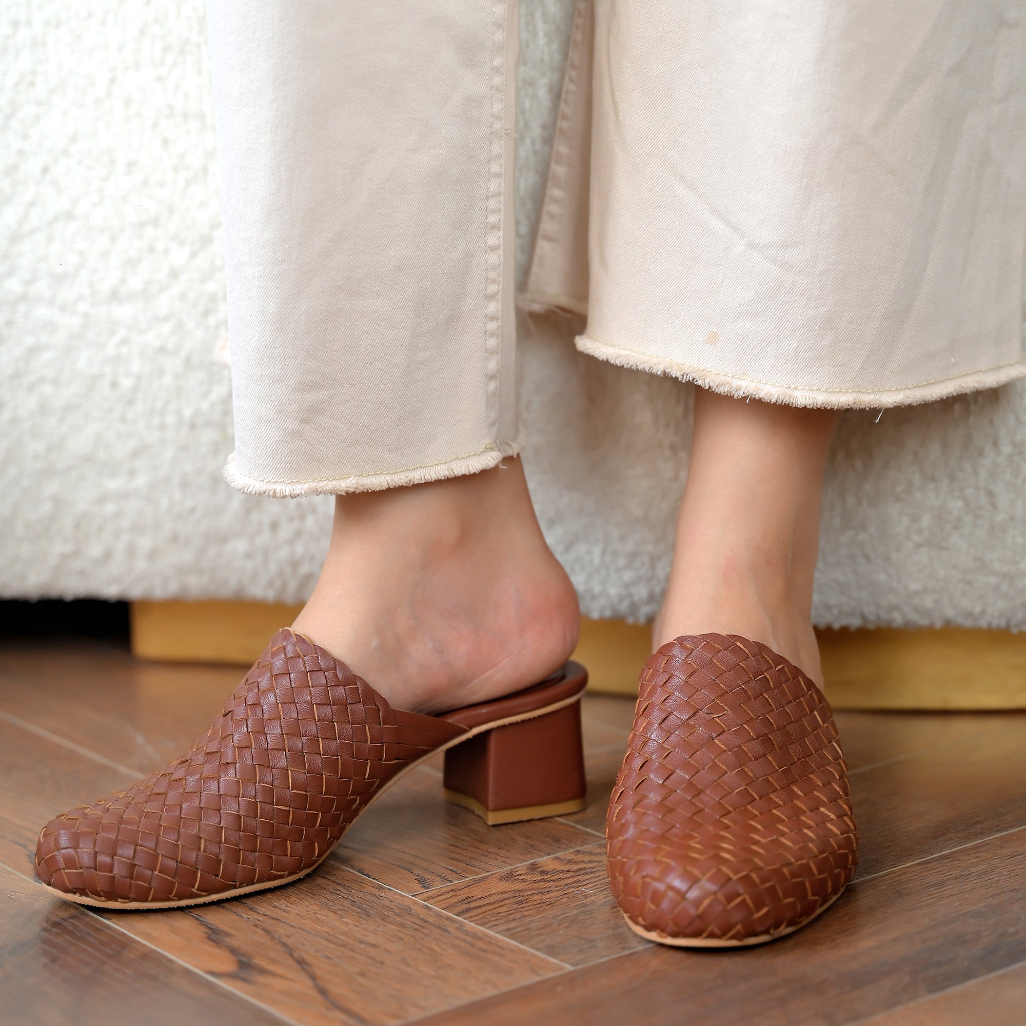Tana Womens Handwoven Leather Heels