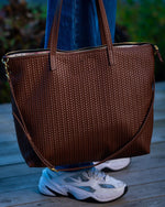 Load image into Gallery viewer, Handmade Woven  Original Leather Bag With Zipper-Tan Brown
