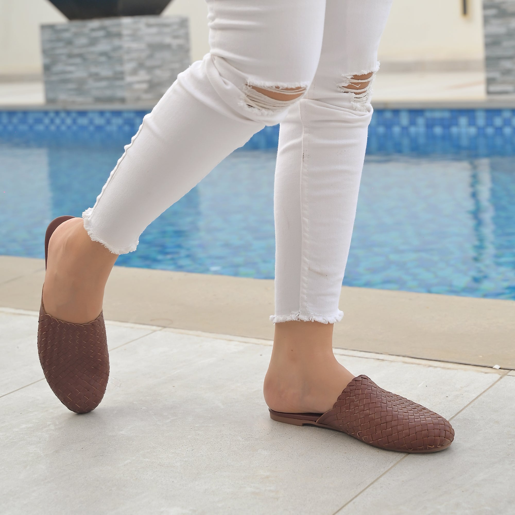 Tana-Womens Handwoven Leather Mules