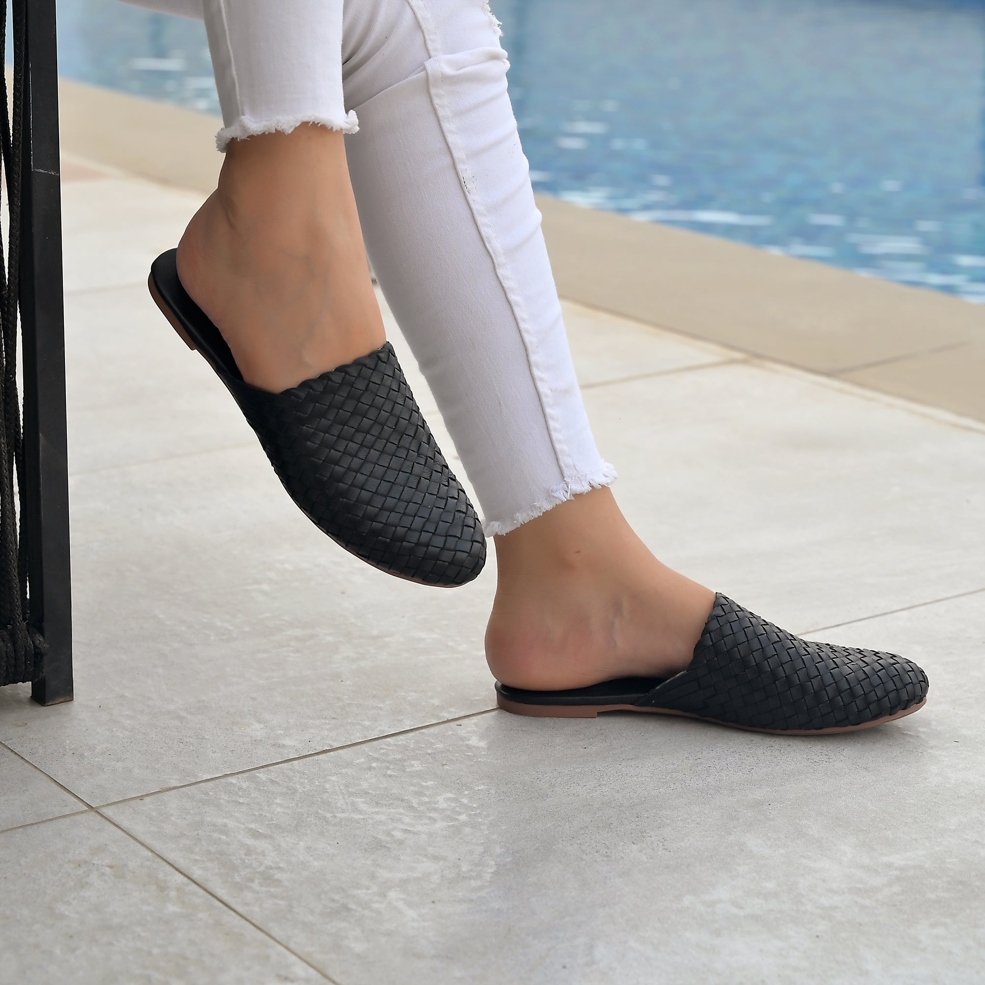 Tana-Womens Handwoven Leather Mules