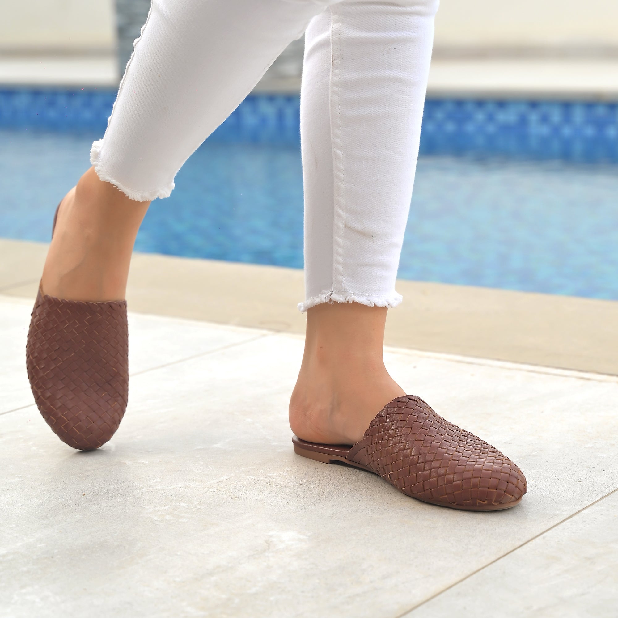 Tana-Womens Handwoven Leather Mules