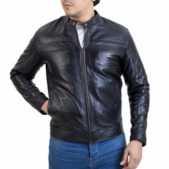Mens Urban Style Leather Jacket Black