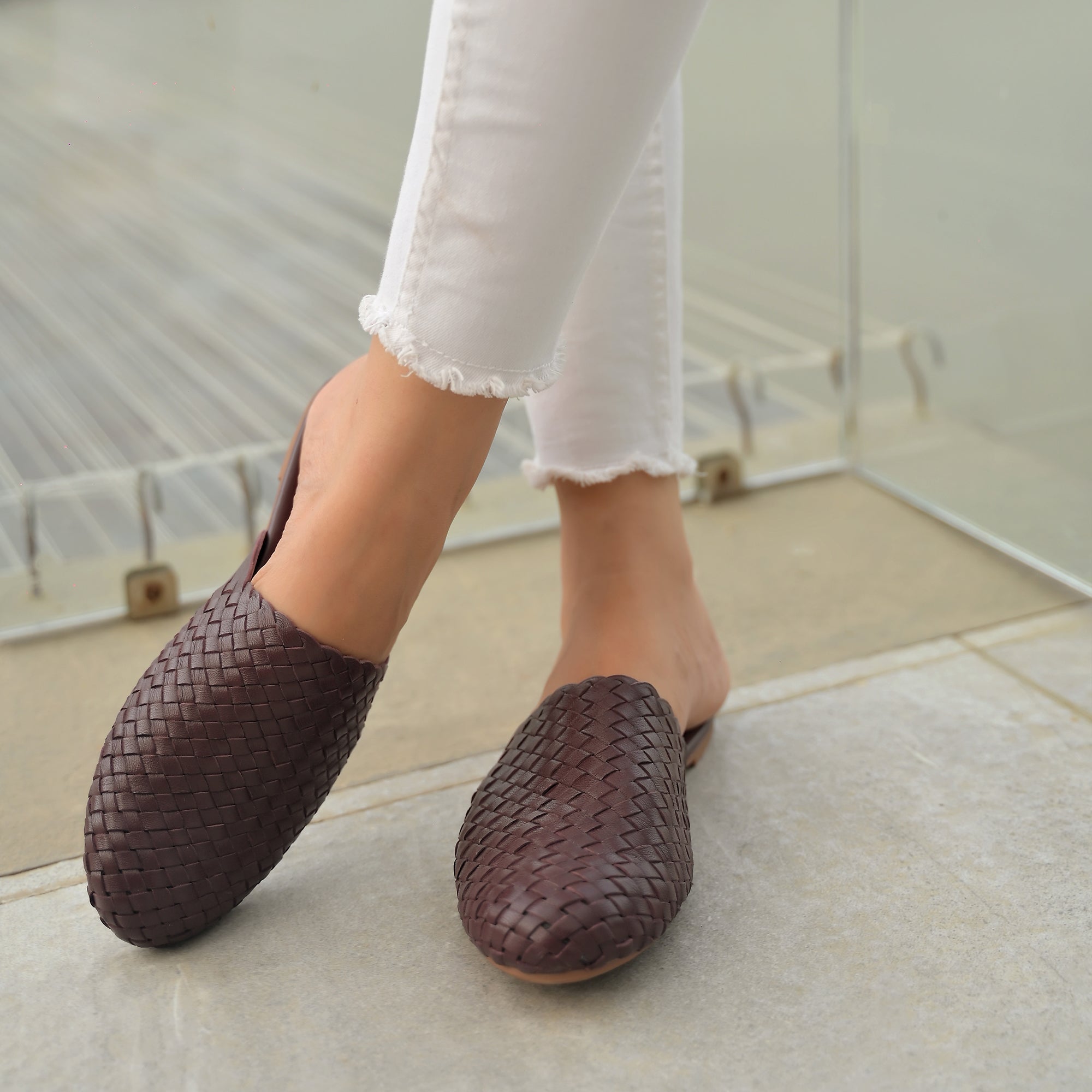Tana-Womens Handwoven Leather Mules