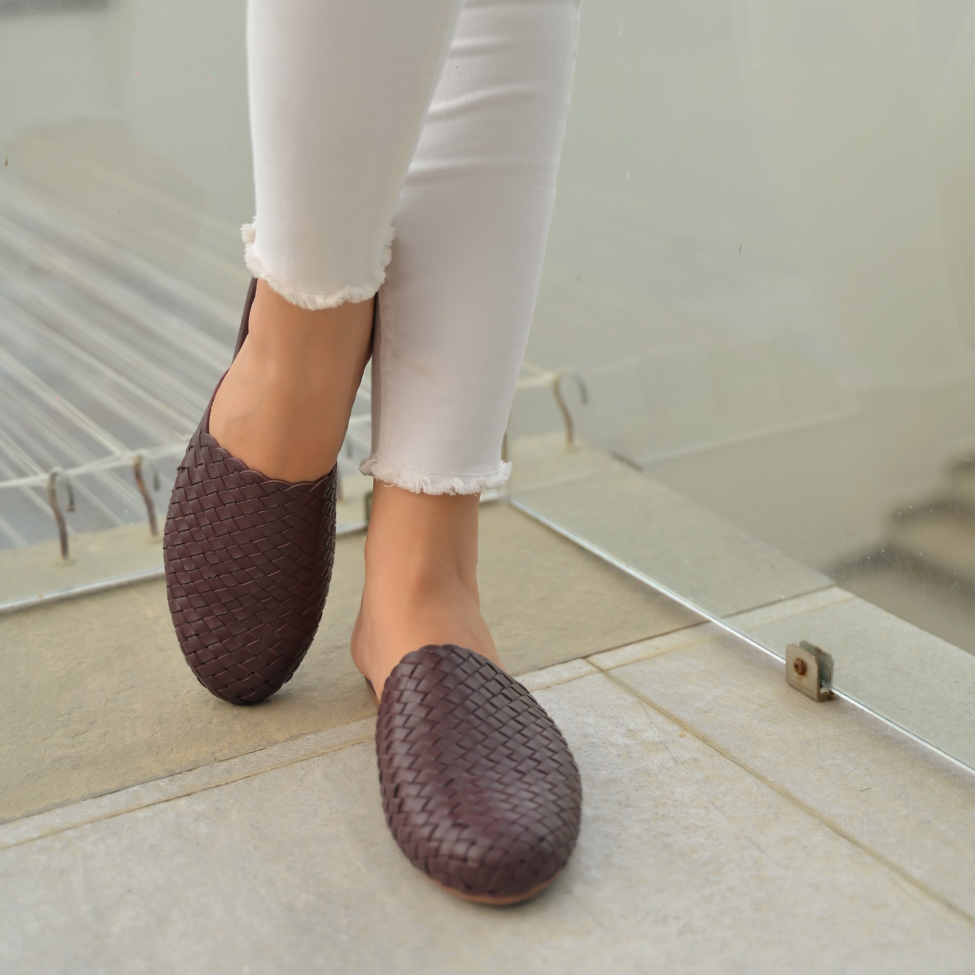 Tana-Womens Handwoven Leather Mules