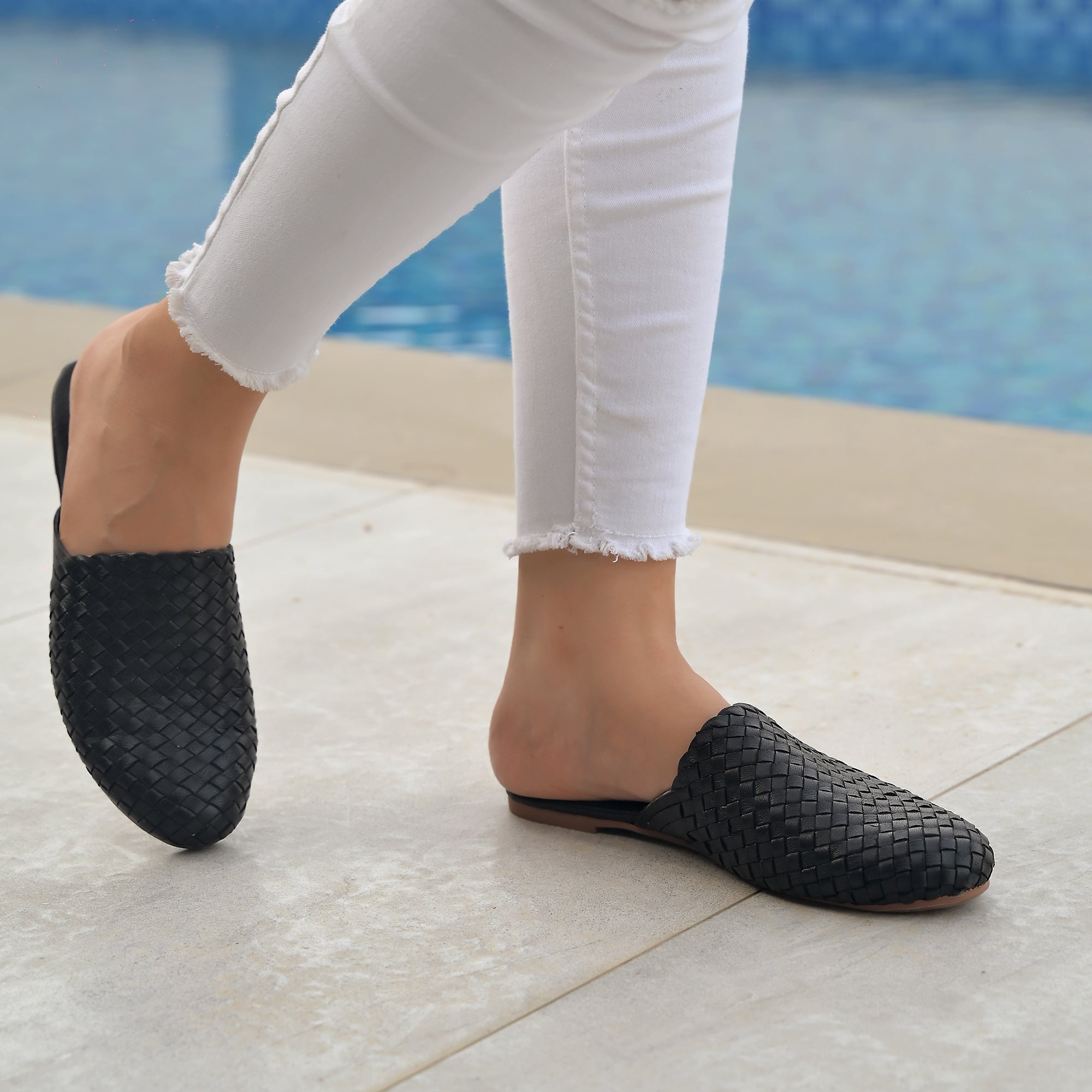 Tana-Womens Handwoven Leather Mules