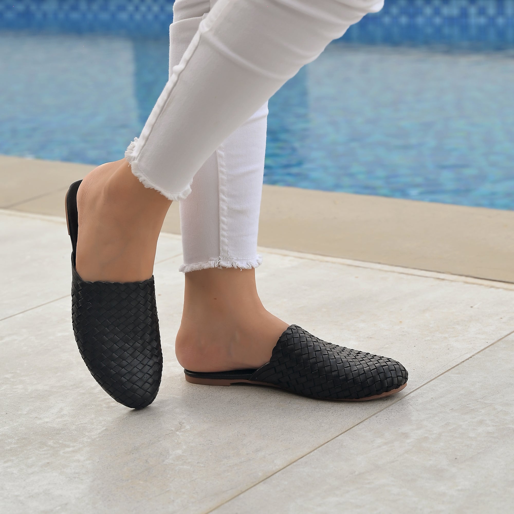 Tana-Womens Handwoven Leather Mules