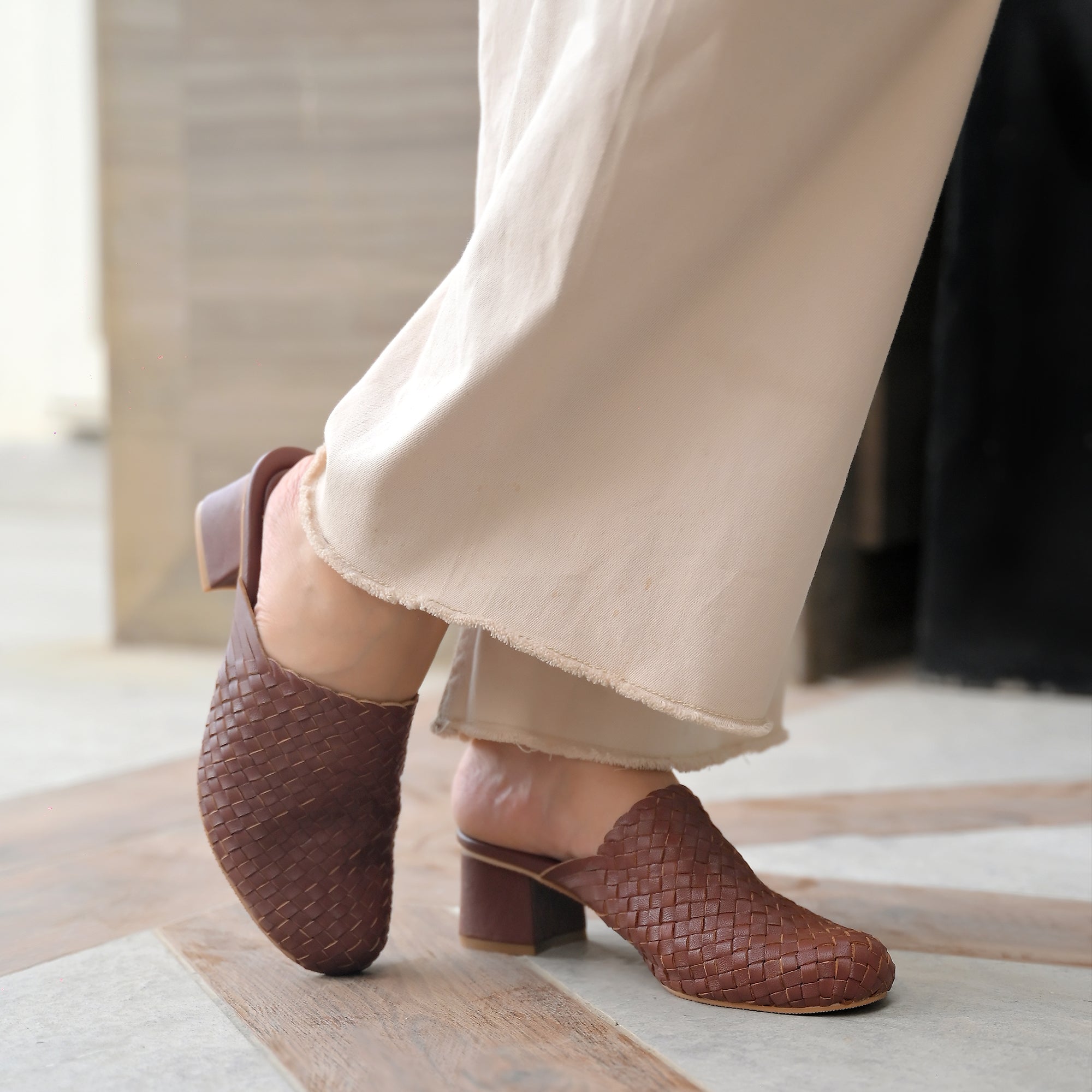 Tana Womens Handwoven Leather Heels