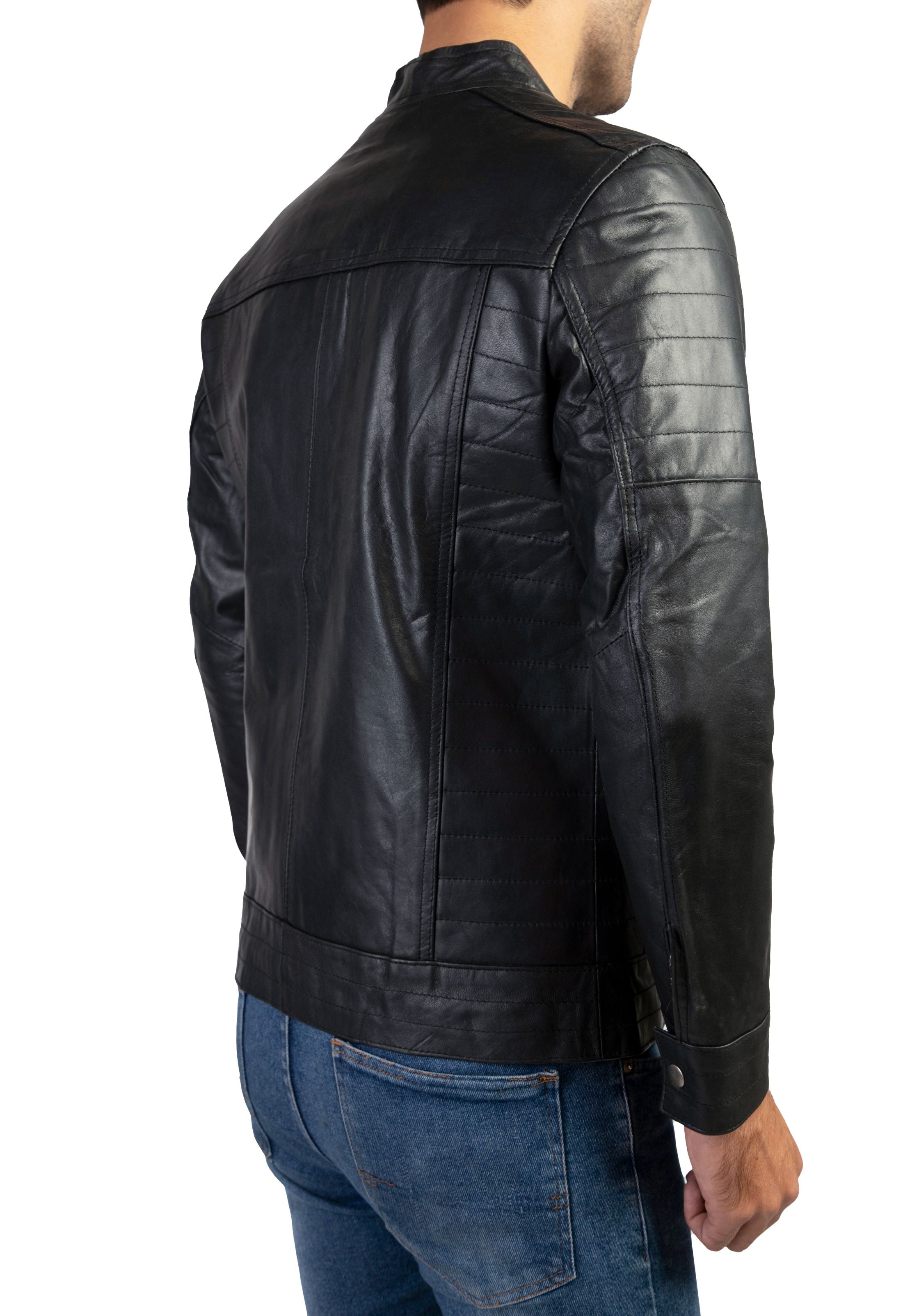 Mens Iconic Leather Jacket-Black
