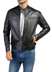 Alpha Mens Leather Jacket-Black