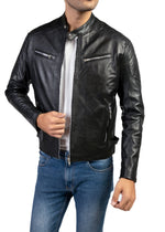 Load image into Gallery viewer, Alpha Mens Leather Jacket-Black
