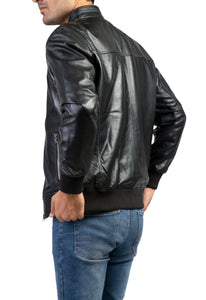 Bomber Black Mens Leather Jacket