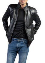 Load image into Gallery viewer, Bomber Black Mens Leather Jacket
