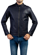 Load image into Gallery viewer, Blue Mens Pure Sheep Leather Jacket
