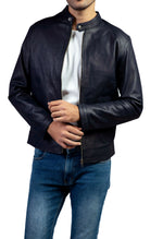 Load image into Gallery viewer, Blue Mens Pure Sheep Leather Jacket
