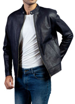 Load image into Gallery viewer, Blue Mens Pure Sheep Leather Jacket
