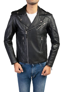 The Biker Mens Leather Jacket-Black