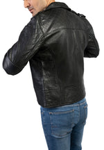 Load image into Gallery viewer, The Biker Mens Leather Jacket-Black
