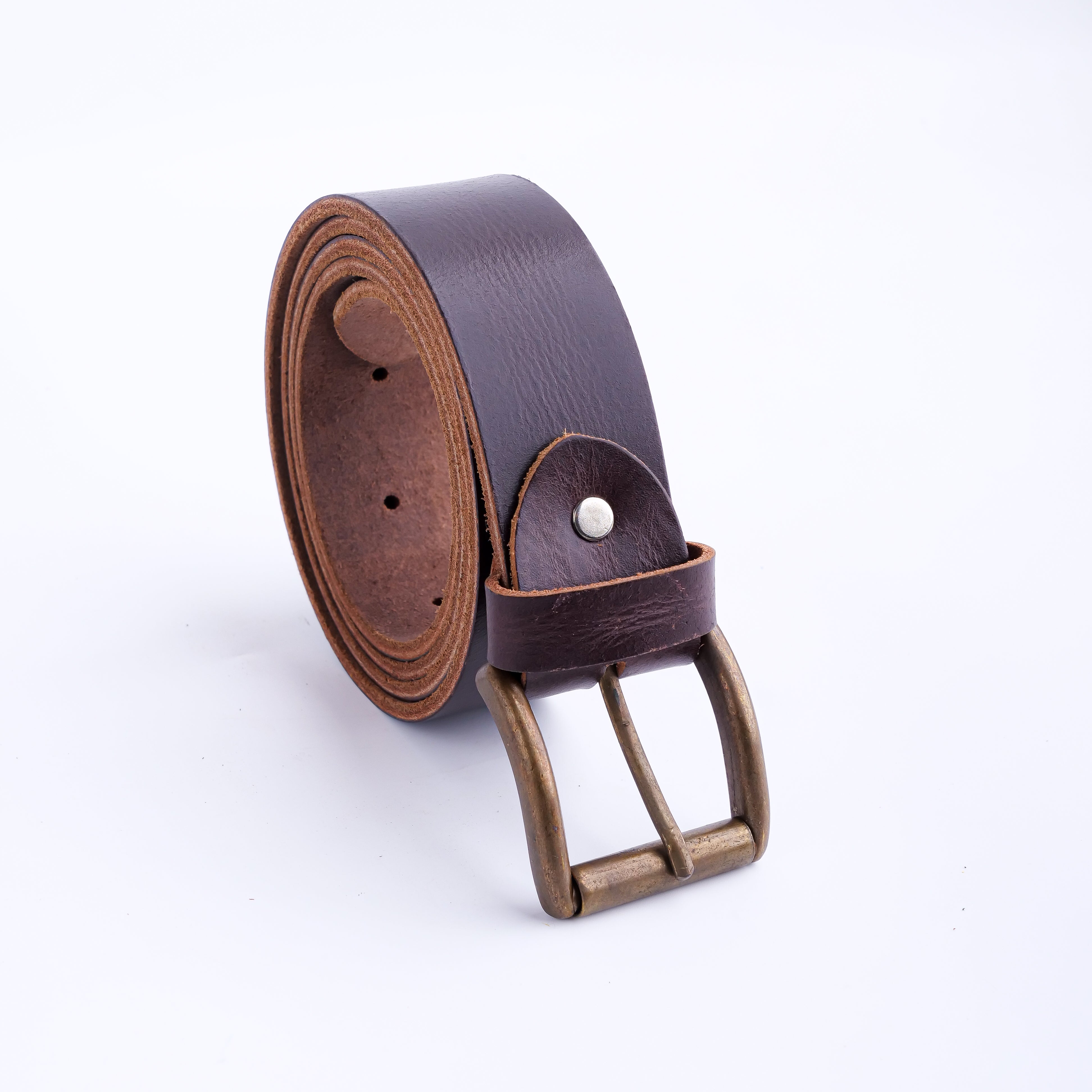 Rustic Leather Casual Jeans Belt For Men - Chocolate Brown