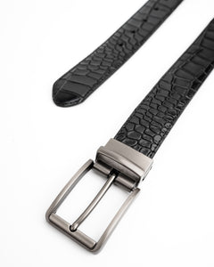 Mens 2in1 Croc Textured Style Reversible Leather Belt