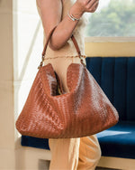 Load image into Gallery viewer, Handmade Woven Original Leather Bag-Tan Brown
