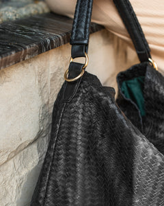 Handmade Woven Original Leather Bag-Black