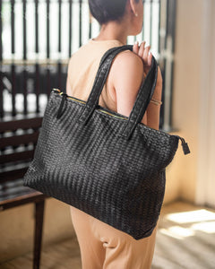 Handmade Woven  Original Leather Bag With Zipper