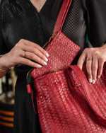 Load image into Gallery viewer, Handmade Woven Original Leather Bag With Zipper-Red
