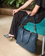 Load image into Gallery viewer, Handmade Woven  Original Leather Bag With Zipper-Blue
