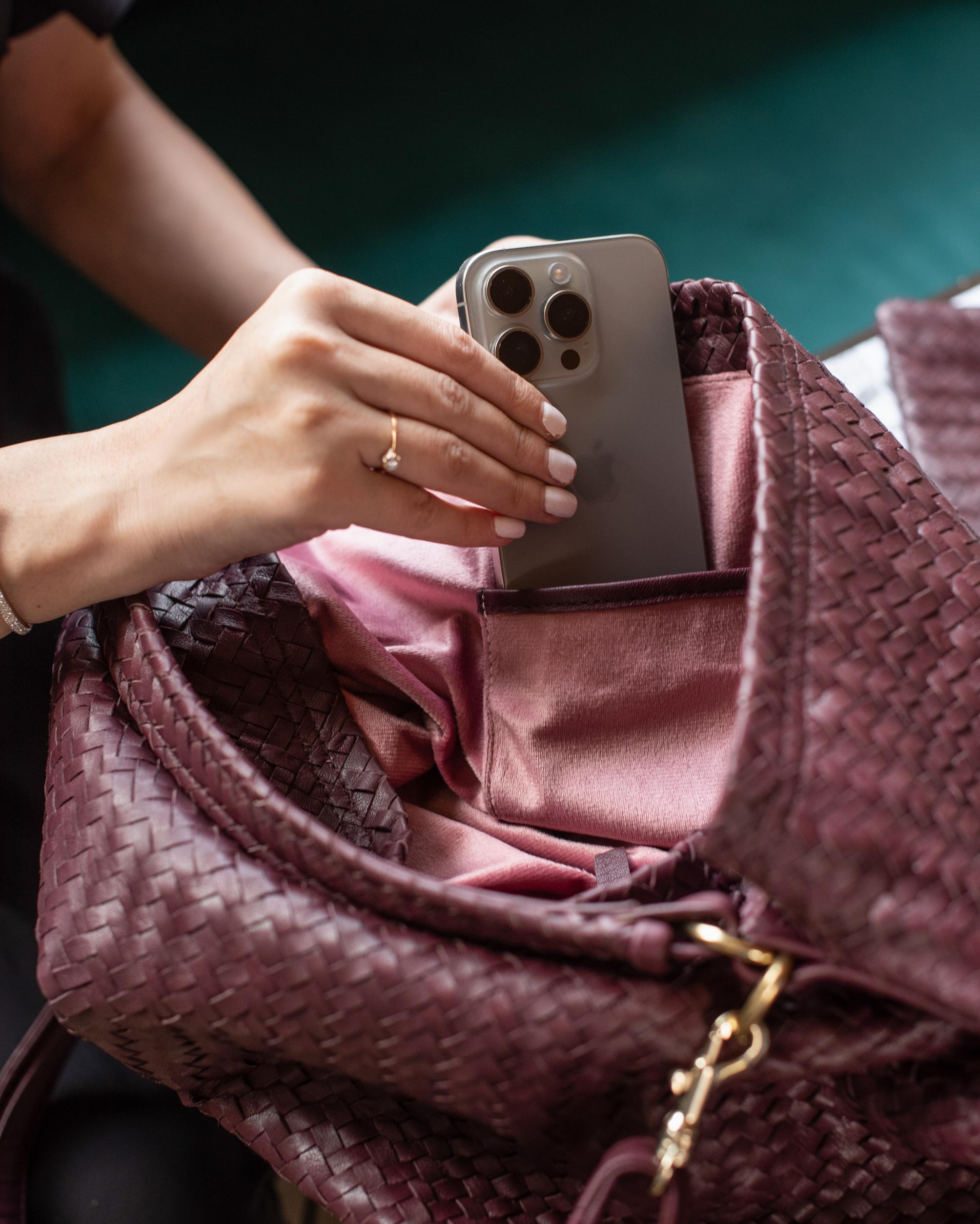 Handmade Woven  Original Leather Bag-Burgundy