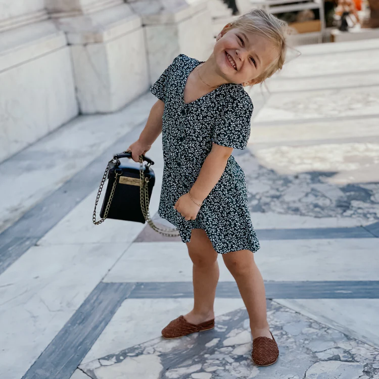 Handwoven Leather Mules For Kids